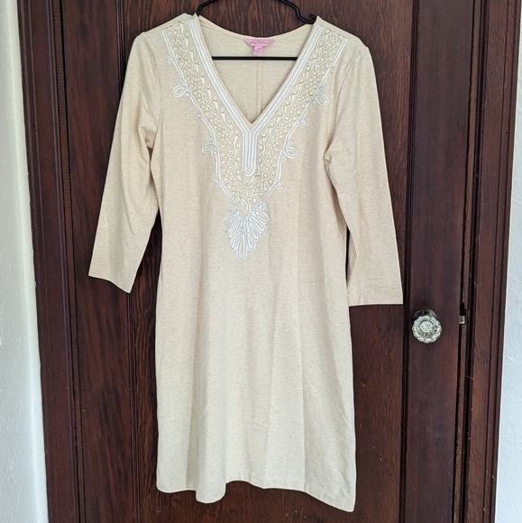 Lilly Pulitzer Clarkson Cream Embroidered Dress Size Medium - Picture 1 of 7